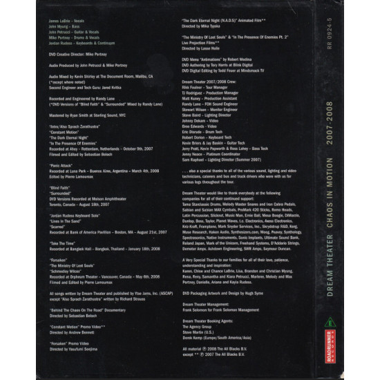 Dream Theater ‎– Chaos In Motion (Double DVD & Triple CD)